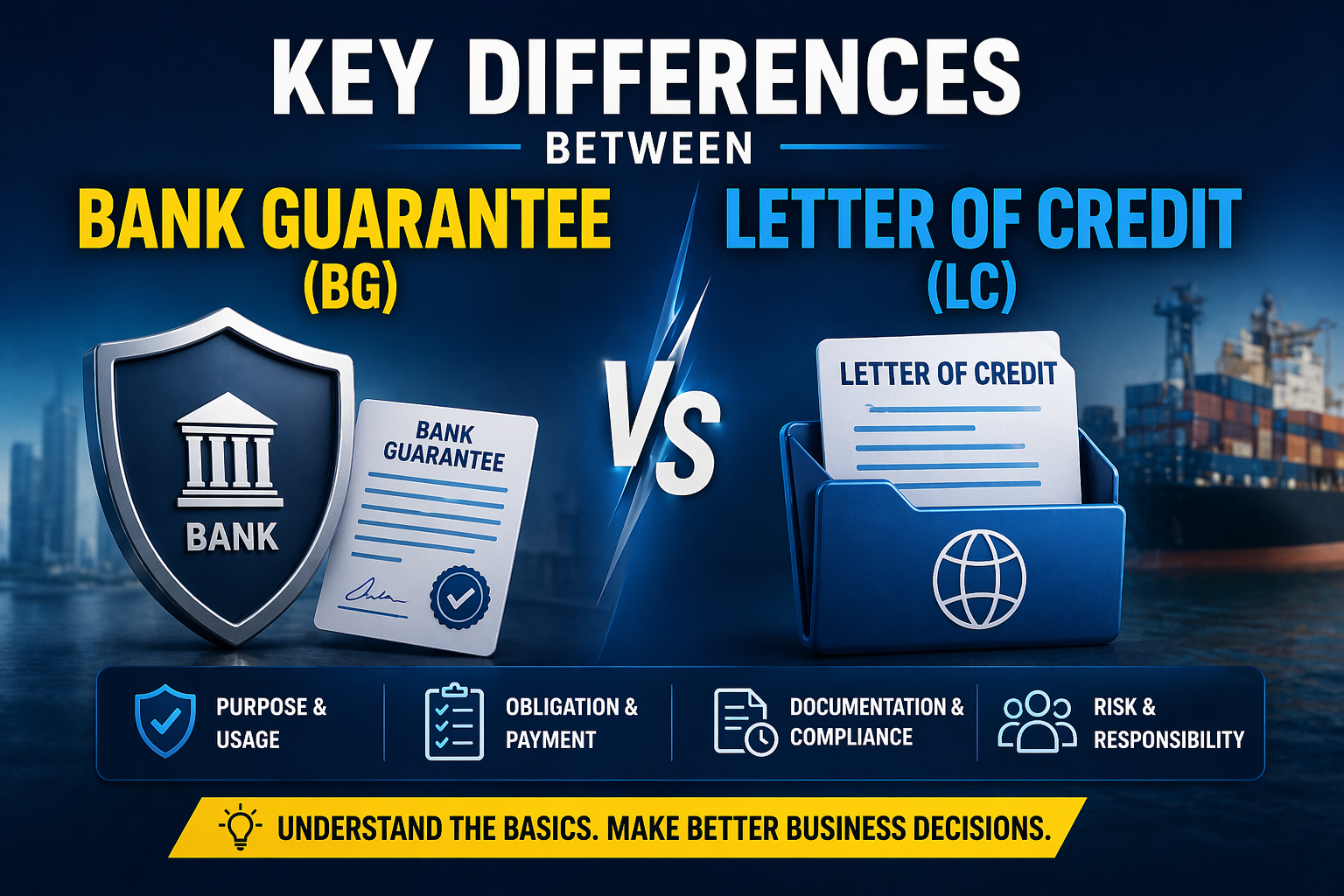 Key Differences Between Bank Guarantee (BG) and Letter of Credit (LC)